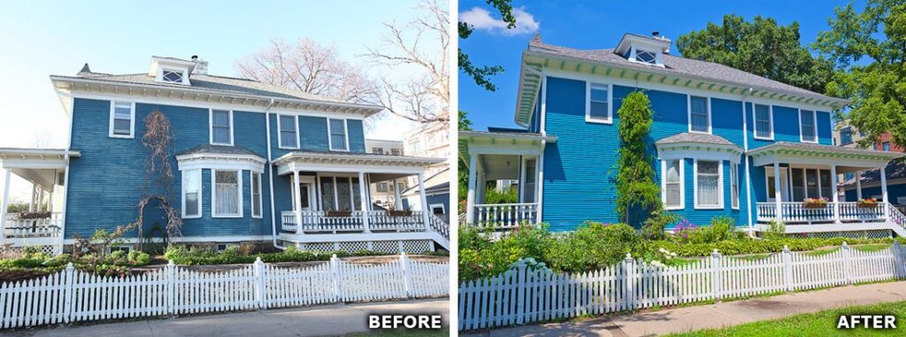 twin cities painting blue house